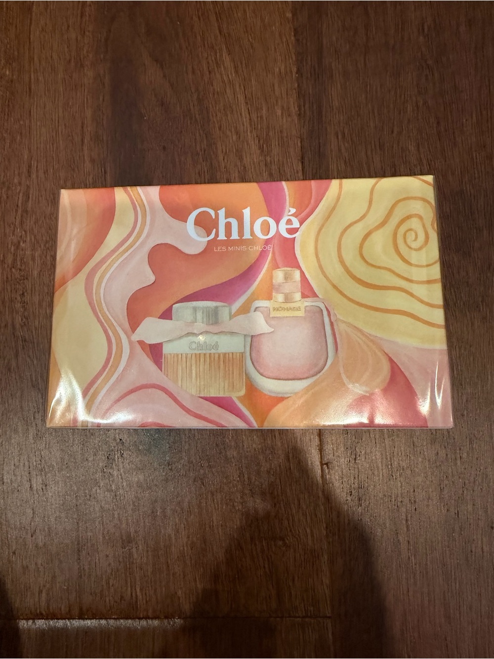 Chloé Bath & Body Set — Pink, Peach, Yellow Swirl Packaging